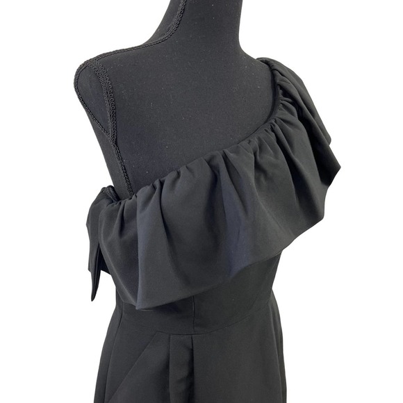 Rebecca Taylor Black One Shoulder Ruffle Dress 8 - Picture 2 of 5